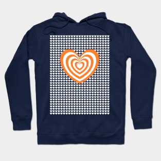 Orange / Peach & White Love Hearts Hoodie